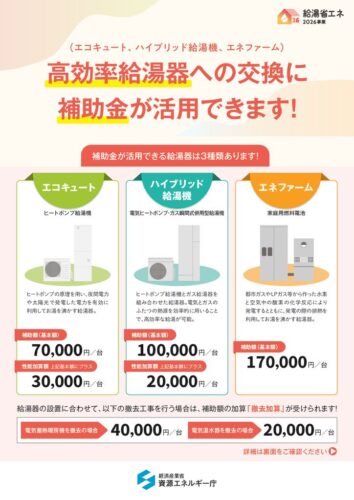 【2026年もあります！】家計に優しい「給湯省エネ補助金」のお話